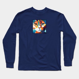 Retro wpap cat portrait Long Sleeve T-Shirt